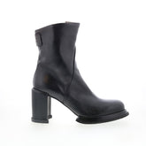 Leti Womens Black Leather Zipper Ankle & Booties Boots