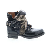 Sebby Womens Black Leather Hook & Loop Ankle & Booties Boots