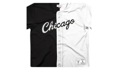 NBA Split Color Mesh Button Front Shirt "Chicago Bulls - Black" BA88XJ CBU K HEX